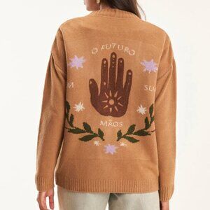 Brazil Cantao The Future is in Your Hands Sweater Cardigan Celestial Boho Artsy
